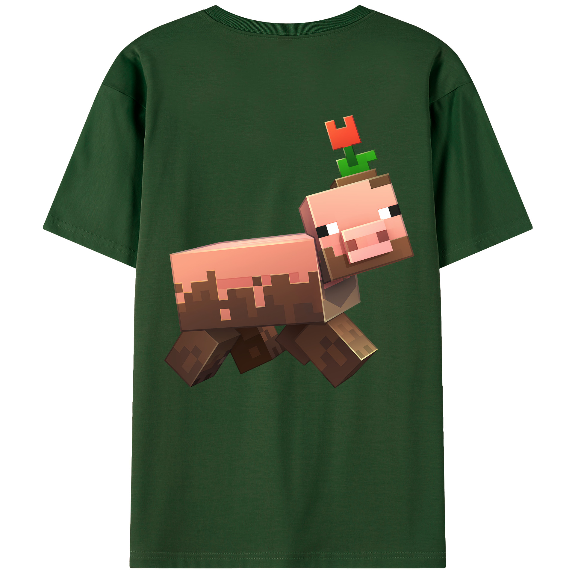 （画像用） マインクラフト ブロックの世界 Minecraft MC Block world 綿100％半袖Tシャツ（背面プリント）